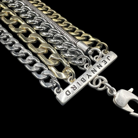 Jenny Bird Austin Cuff Mixed Metal Multi Strand Chain Bracelet - Picture 1 of 7